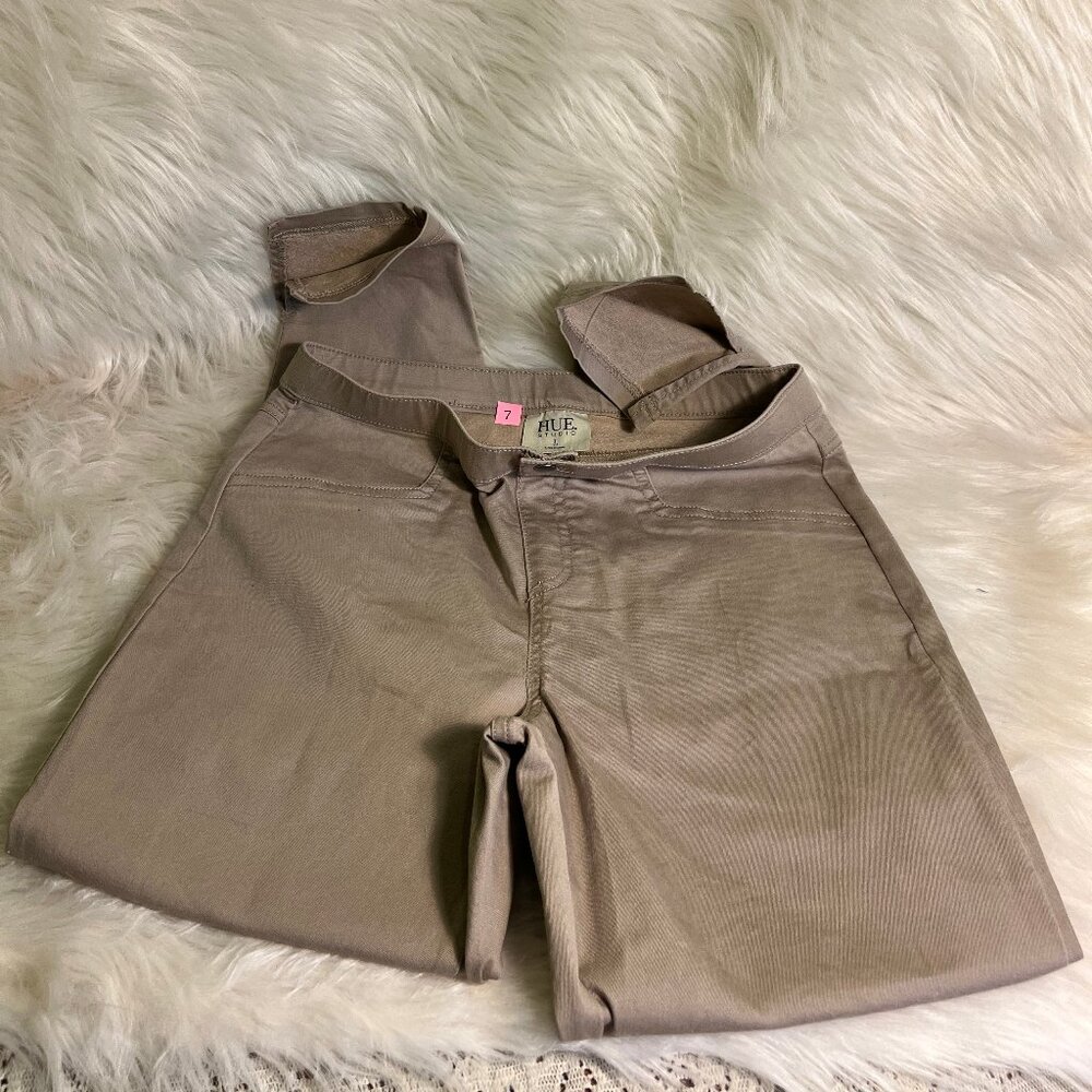 Hue Studio Women/Junior Jeans Size Large Tan Elastic Waist